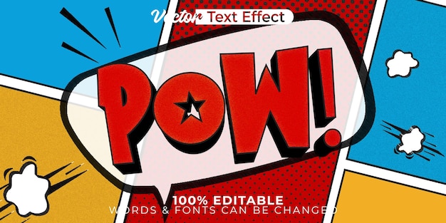Pow Vector Efecto De Texto Alfabeto Editable Dibujos Animados Manga Cómic