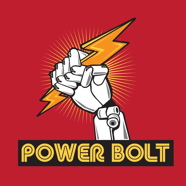 Vector power bolt lighting bolt hold por mano robótica