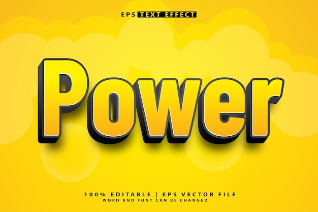 Vector power estilo 3d efecto de texto editable uso marca empresarial