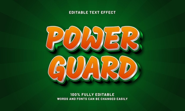 power guard efecto de texto editable con un tema de héroes y niños