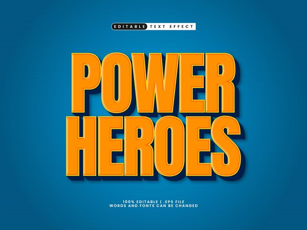 power heroes efecto de texto editable en estilo de texto simple y moderno