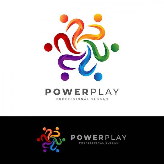 Power play p letter human logo