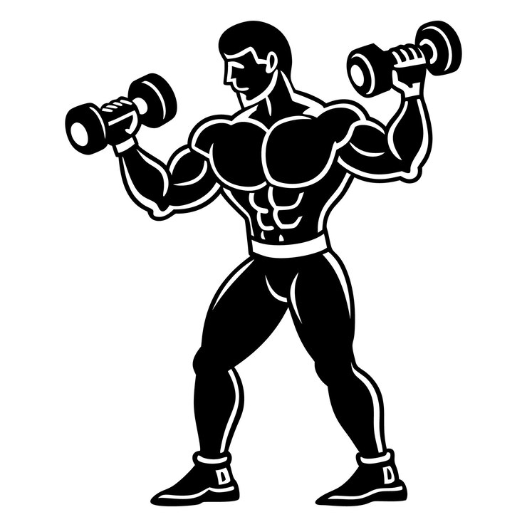 Vector power pose vector de silueta de culturista muscular para diseños de fitness