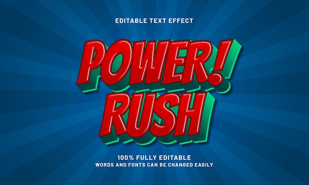 power rush efectos de texto editables con un tema de juego y juego