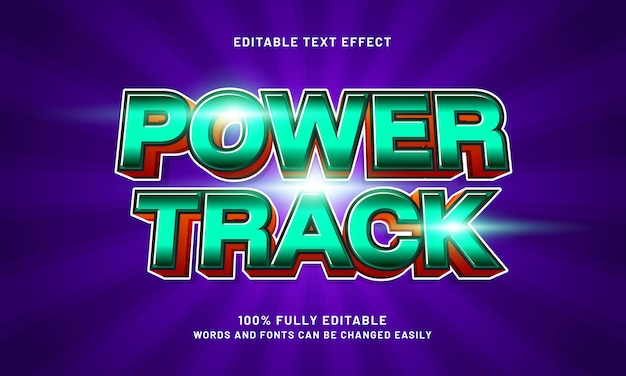 power track efectos de texto editables con un tema de velocidad y carrera