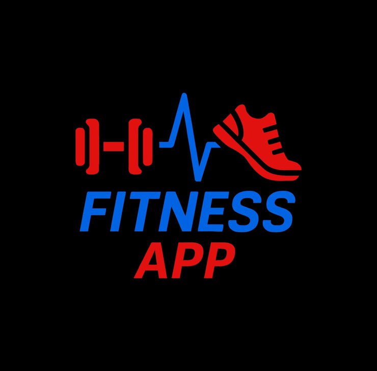 Powerful Fitness App Logo Dumbbell Heartbeat Running Shoe Design