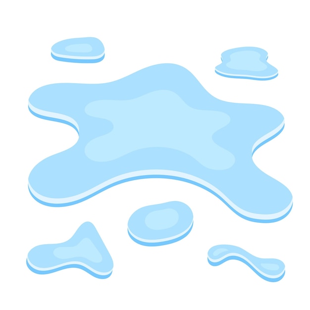 Pozo de agua Gotas de agua derramadas en el suelo Gotas de líquido salpicadas en el piso Ilustración vectorial