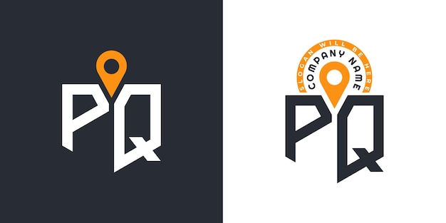 PQ Ubicación Logo Bundle Carta PQ Logo Iconos de doble vector para el reclutamiento y la navegación