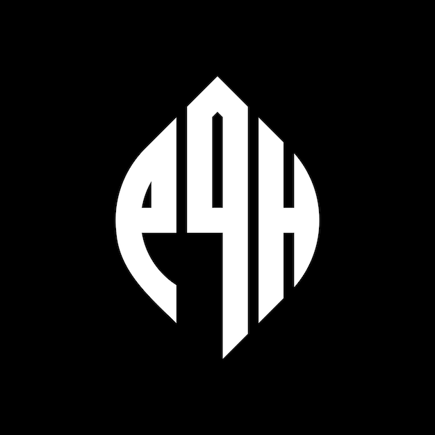 PQH diseño de logotipo de letra de círculo con forma de círculo y elipse PQH letras de elipse con estilo tipográfico Las tres iniciales forman un logotipo de círculo PQH emblema de círculo Monograma abstracto letra marca vector