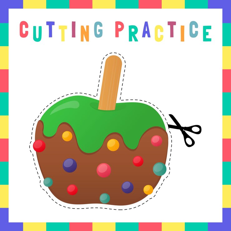 Vector práctica de corte para niños.