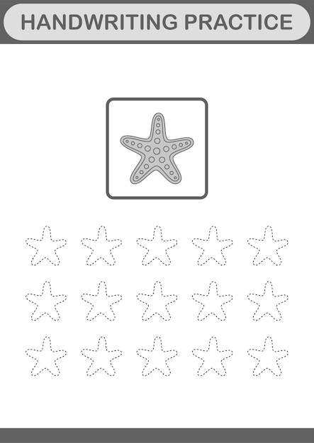 Práctica de escritura a mano con Starfish Worksheet para niños