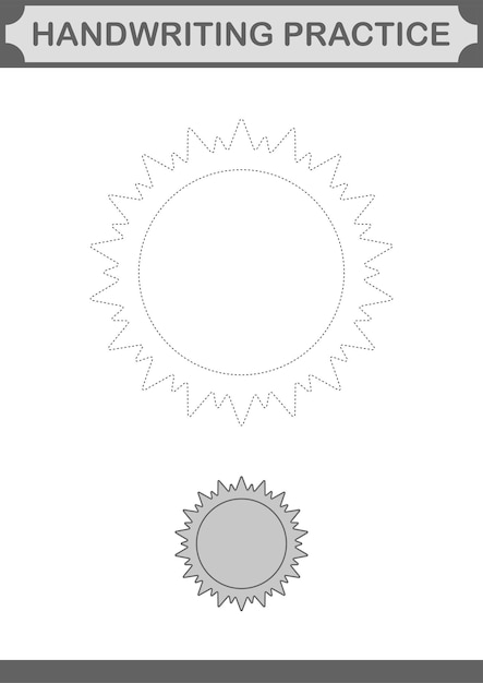 Práctica de escritura a mano con Sun Worksheet para niños