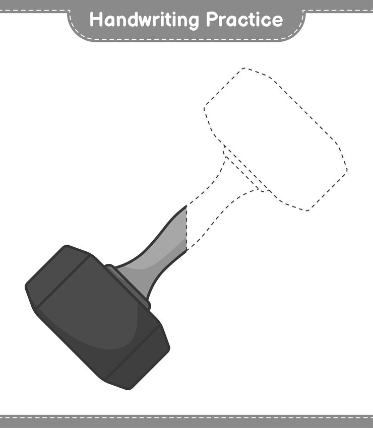 Vector práctica de escritura a mano. trazado de líneas de dumbbell. juego educativo para niños, hoja de trabajo imprimible, ilustración vectorial