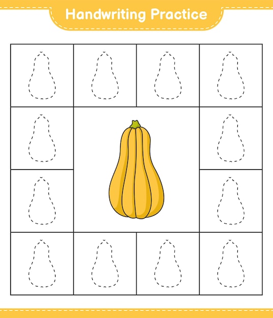 Práctica de escritura Trazar líneas de Butternut Squash Juego educativo para niños