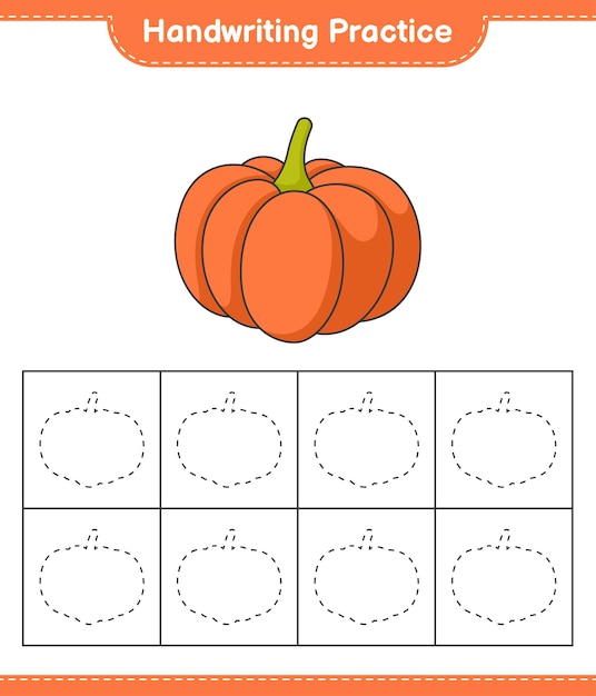 Práctica de escritura Trazar líneas de calabaza Hoja de trabajo imprimible del juego educativo para niños
