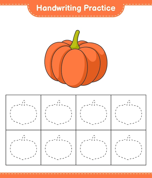 Práctica de escritura trazar líneas de calabaza hoja de trabajo imprimible del juego educativo para niños