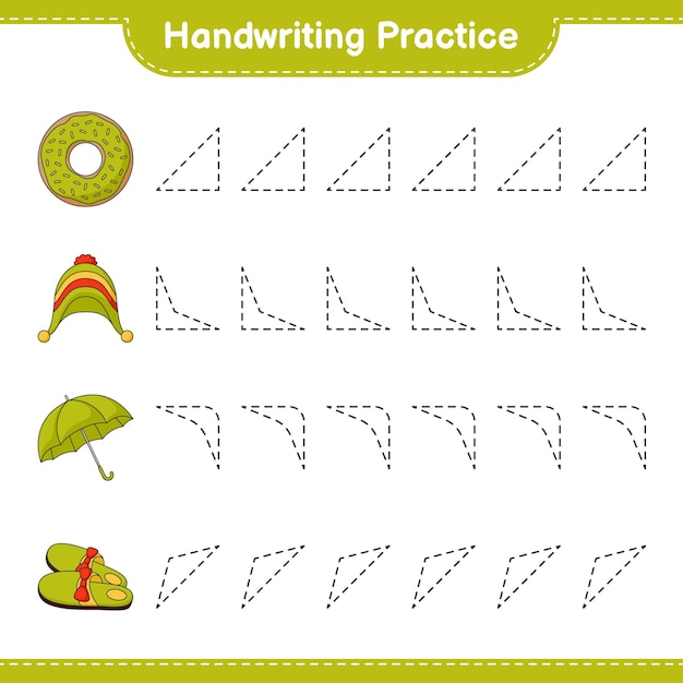 Práctica de escritura Trazar líneas de Donut Zapatillas Paraguas y sombrero Juego educativo para niños