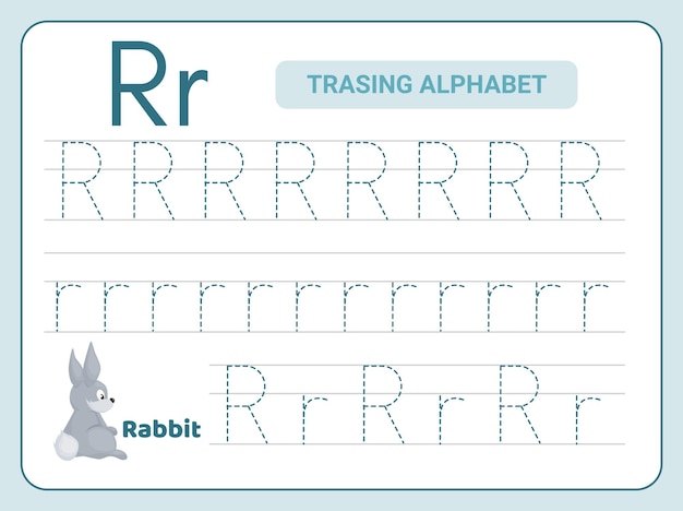 Práctica de rastreo alfabético para la hoja de trabajo de la letra R