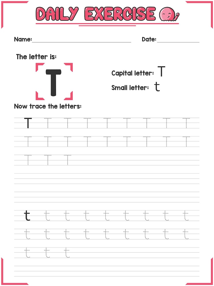 Vector práctica de rastreo de letras del alfabeto y ejercicio de escritura a mano para niños de escuela primaria de jardín de infantes