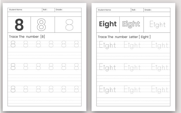 Vector práctica de rastreo de números y letras para niños