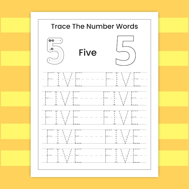 Práctica de rastreo de palabras numéricas para niños