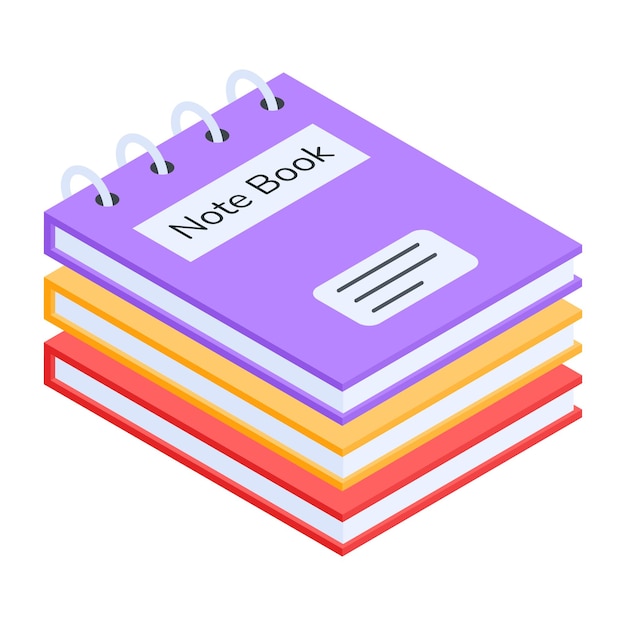 Práctico icono isométrico de libros.