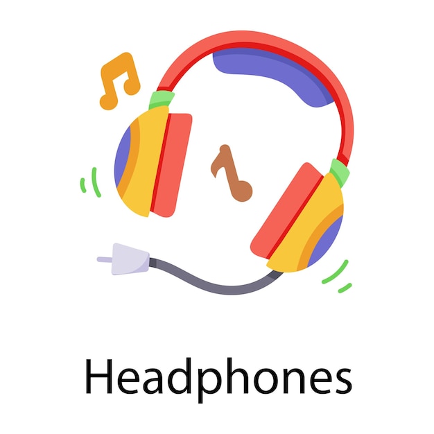 Un práctico icono plano de auriculares.