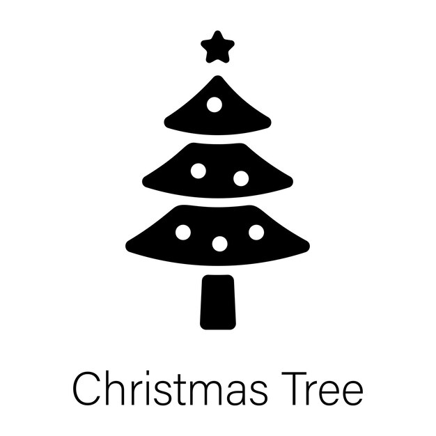 Un práctico ícono sólido del árbol de Navidad