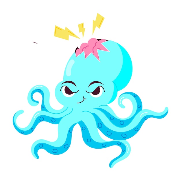 Un práctico paquete de pegatinas planas de dibujos animados de pulpo