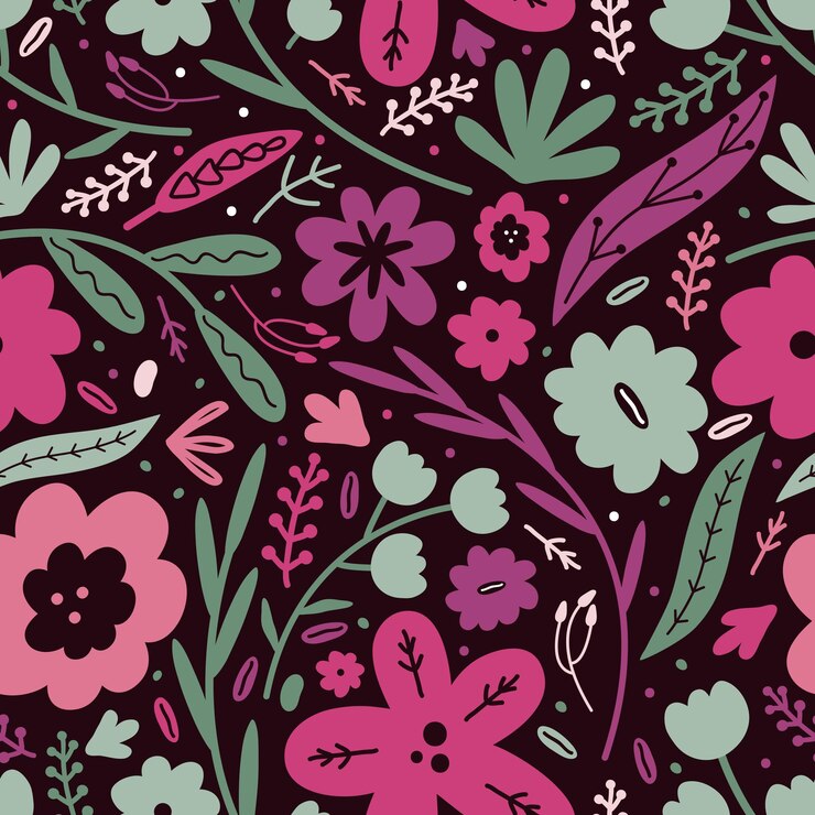 Vector prado de verano floreciente con flores y hierbas. patrón floral transparente con elementos vegetales