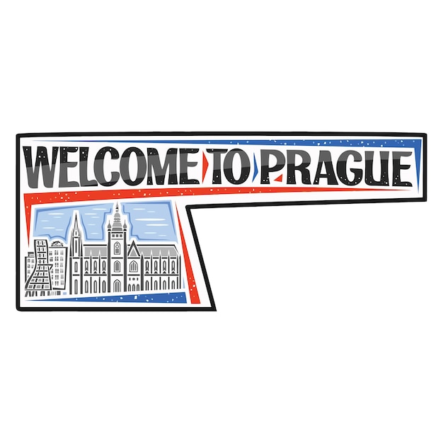 Praga Skyline Landmark Flag Sticker Emblem Badge Travel Souvenir Ilustración