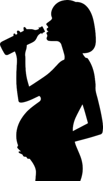 Pragnancy mujer beber agua vector silueta 2