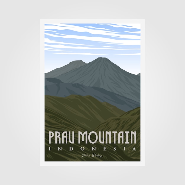 Prau mountain camp diseño de ilustración de cartel vintage, diseño de cartel al aire libre