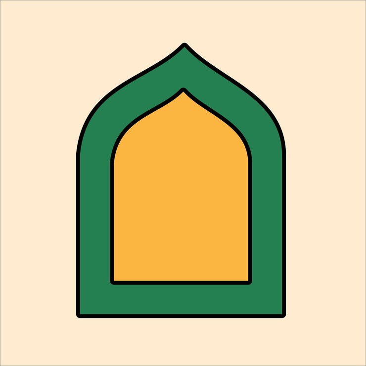 Prayer mat illustration with green and yellow colors