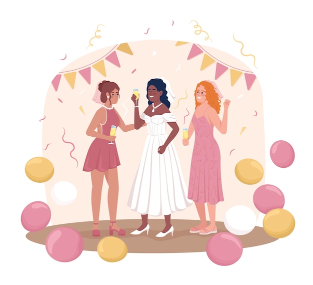 Pre boda fiesta para novia 2D vector ilustración aislada