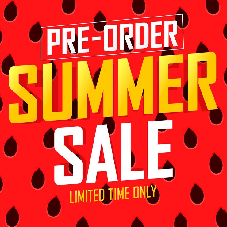 Vector pre-order venta de verano descuento cartel diseño plantilla tienda oferta banner