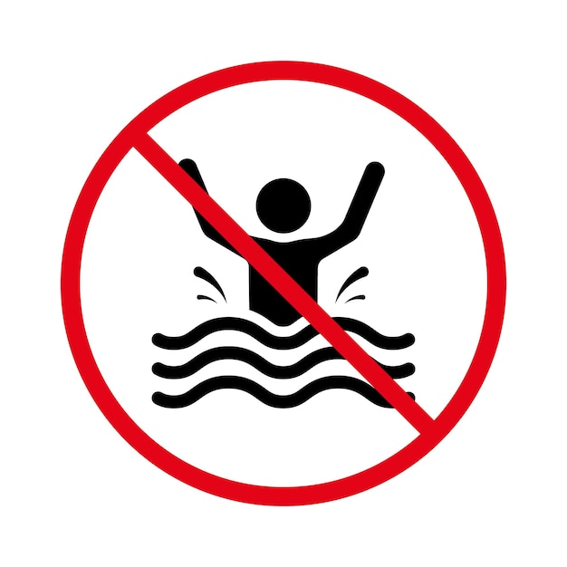 Precaución Ahogarse Hombre Silueta negra Icono Alerta No permitido Buceo Nadar Advertencia Rescate Hundimiento