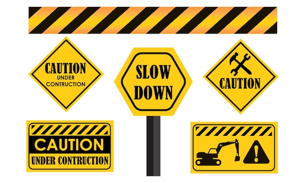 Precaución en construcción signo símbolo gráfico vectorial