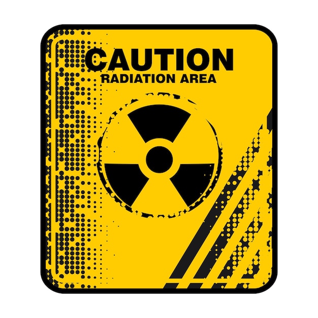 Precaución señal de peligro radiactivo y vector de pegatina