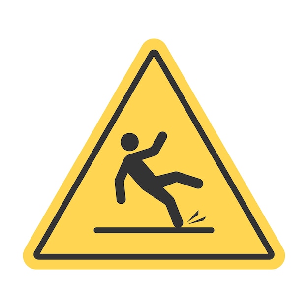 Precaución suelo húmedo triángulo de cartel en fondo amarillo