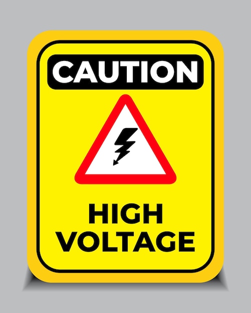 Vector precaución de vector de señal de alto voltaje y vector de etiqueta para imprimir