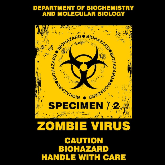 Vector precaución virus zombie manipular con cuidado