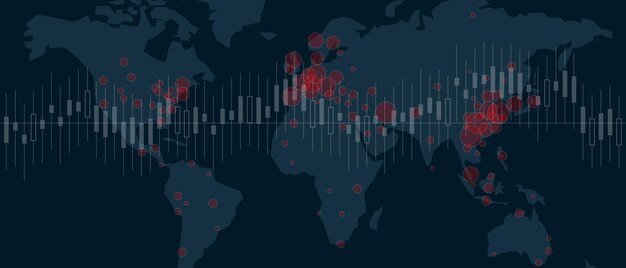 Vector precio de la bolsa de valores economía financiera negocios afectados por el brote de pandemia epidémica en muchos