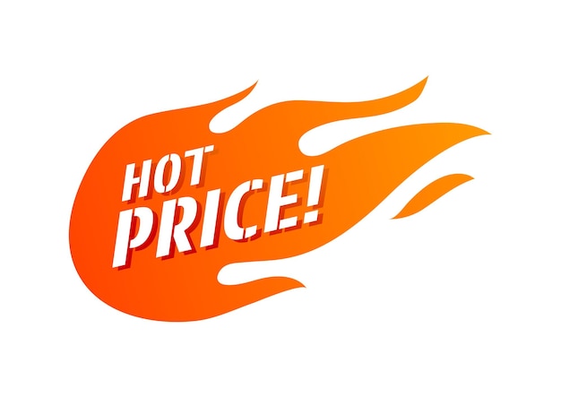 Precio caliente signo de fuego promoción fuego banner etiqueta de precio venta caliente precio de oferta