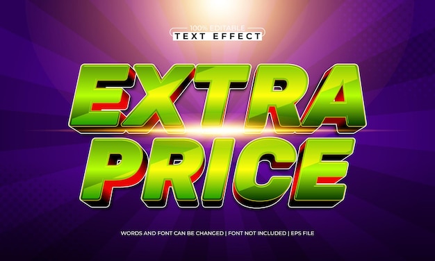 precio extra efecto de texto editable con un descuento y estilo de texto de oferta
