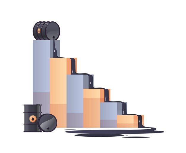 El precio del petróleo cae en el mercado de la gasolina concepto de crisis de combustible ilustración vectorial horizontal