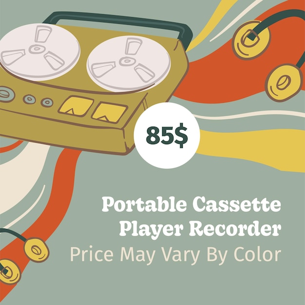 El precio del reproductor de casete portátil puede variar según el color.