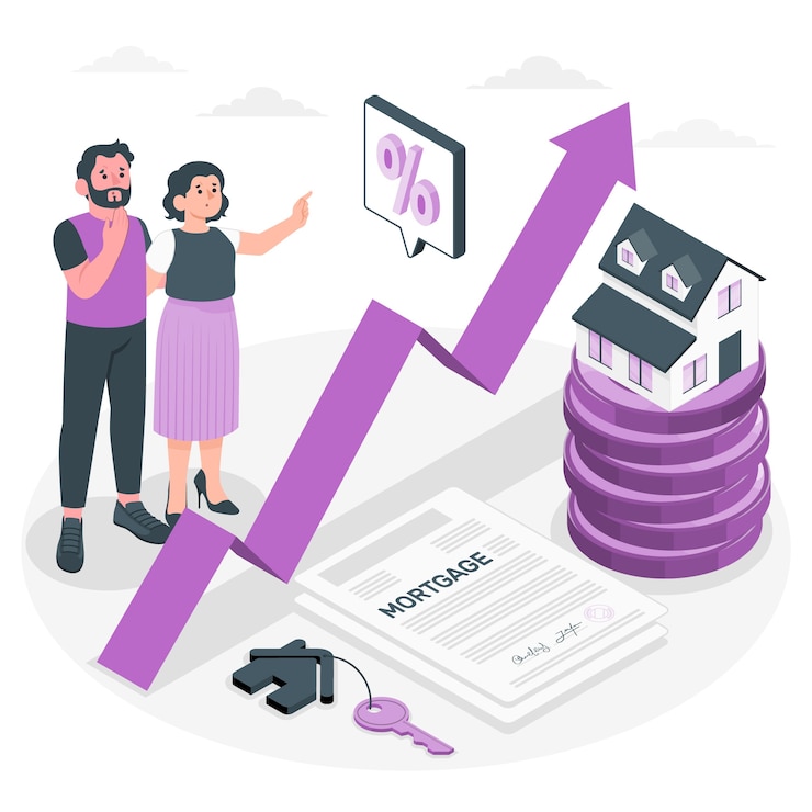 Vector los precios de la vivienda aumentan la ilustración del concepto