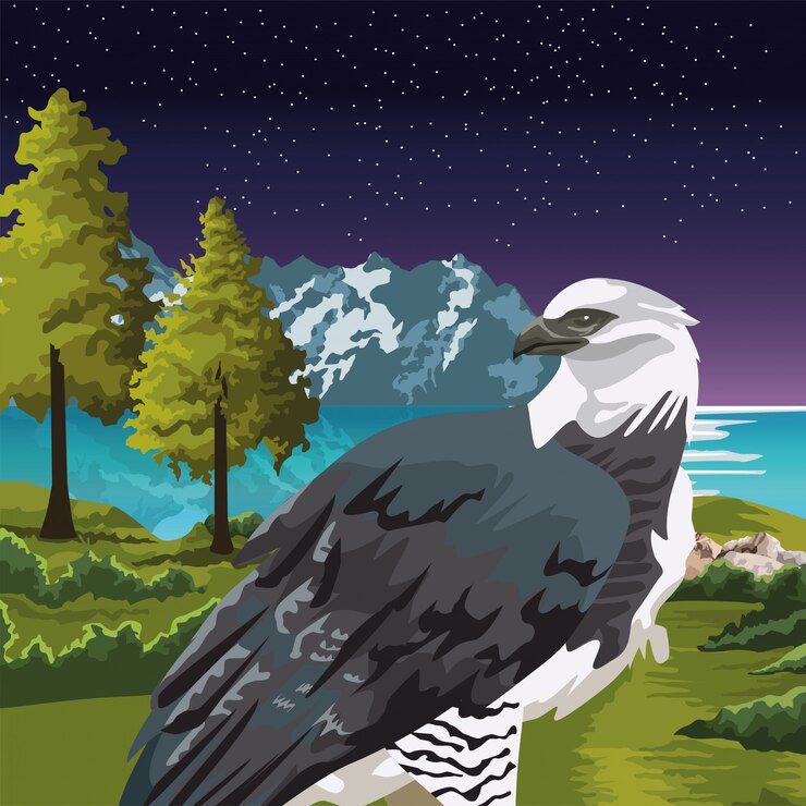 Vector preciosa águila salvaje en la ilustración de la escena del paisaje