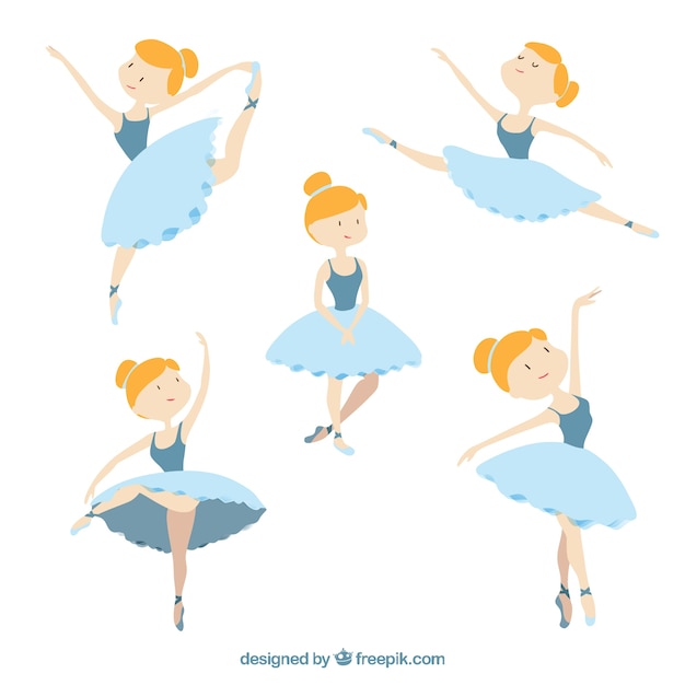 Preciosa bailarina de ballet en diferentes poses